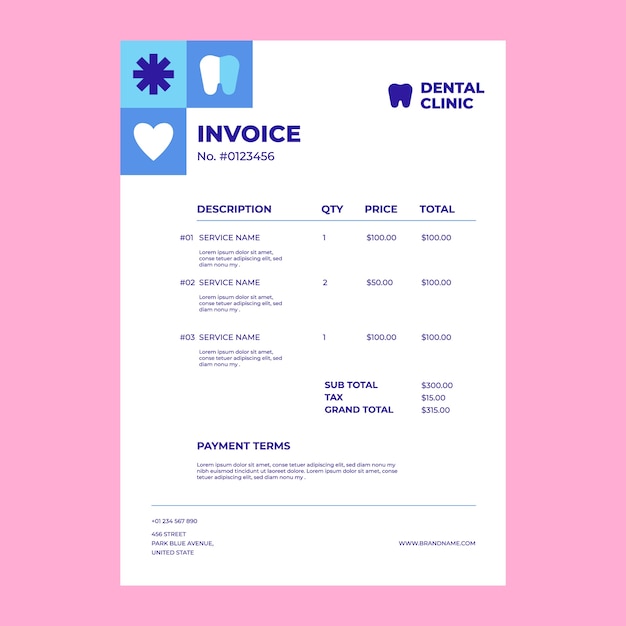 Dental clinic invoice template design