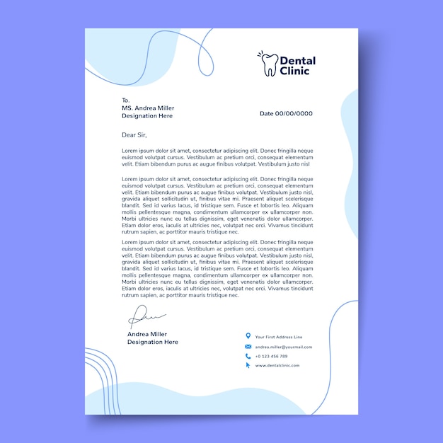 Dental clinic letterhead template design