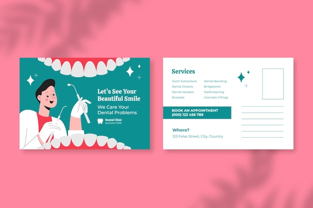 Free Vector dental clinic postcard design