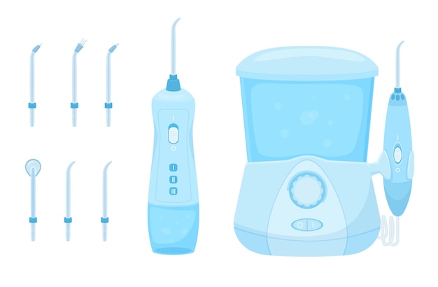 Free Vector dental hygiene flat set with isolated icons images of manual tools for dentistry in blank background vector illustration