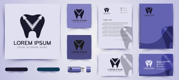 Dental Logo and business card branding template Designs Inspiration Isolated on White Background