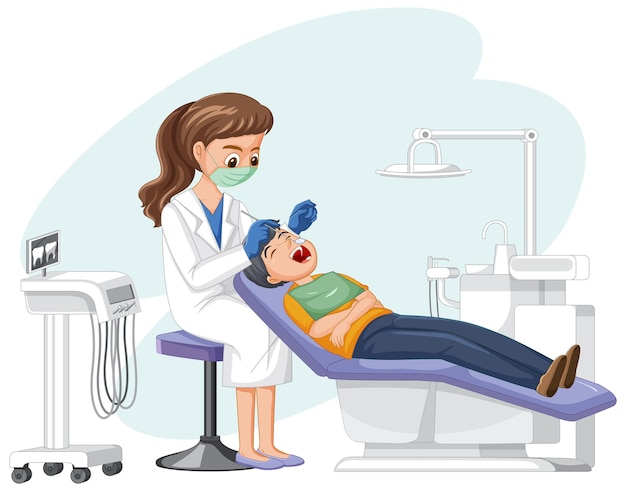 Free Vector dentist examining patient teeth