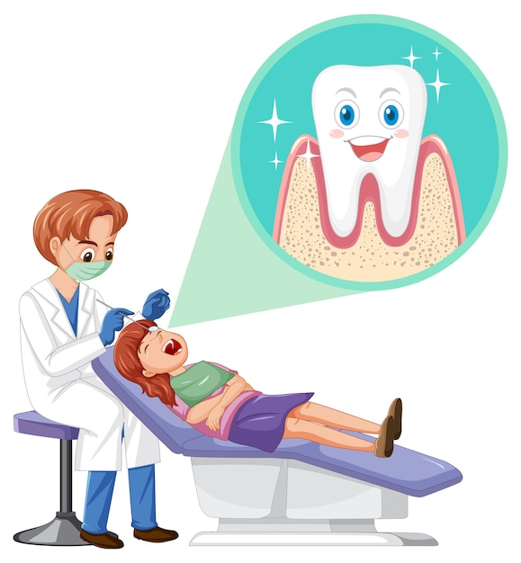 Free Vector dentist man examining patient teeth on white background