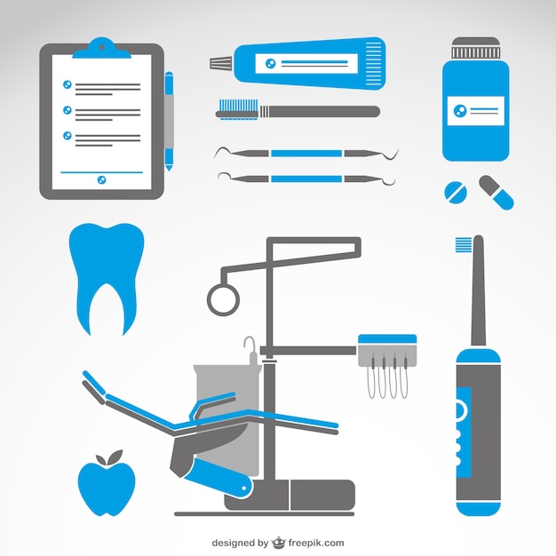 Free vector dentist symbols medical set