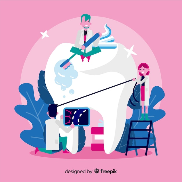 Free Vector dentists taking care of a tooth background