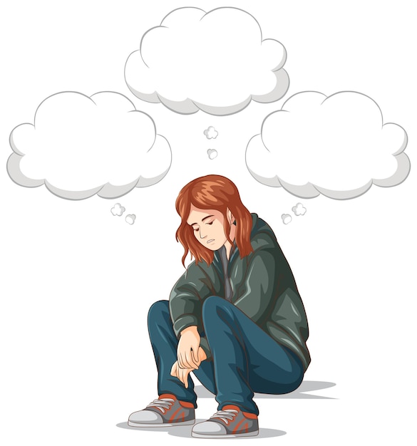 Free Vector depressed teenage with speech bubbles