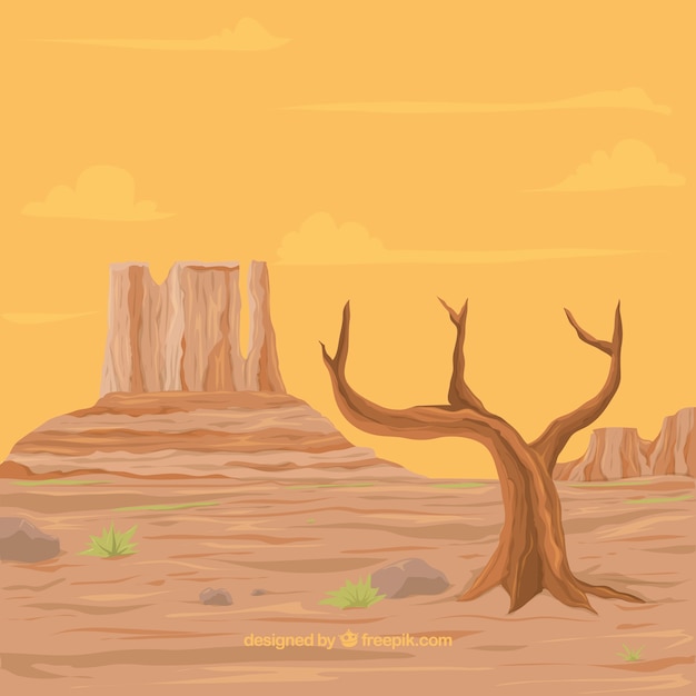 Free vector desert background with dry tree