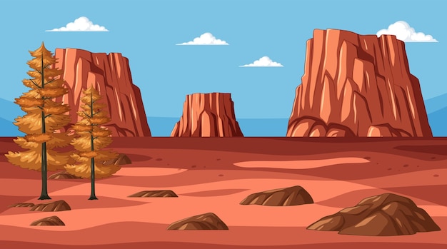 Free Vector desert cliffs with autumn trees