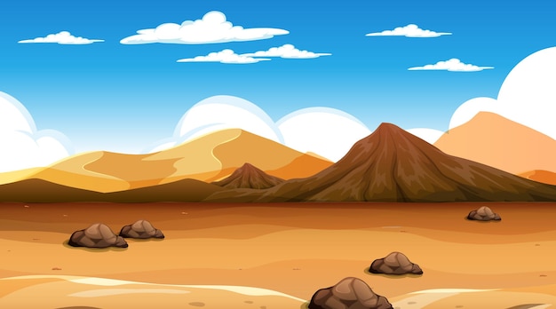 Free Vector desert forest landscape at daytime scene