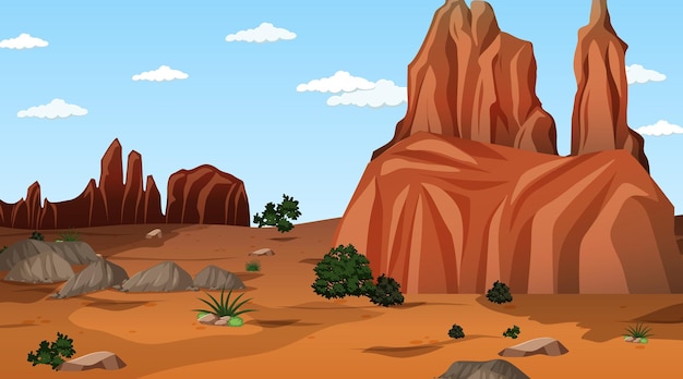 Free Vector desert forest landscape at daytime scene