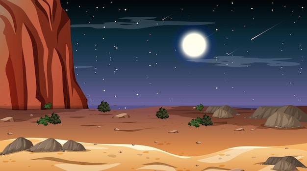 Free vector desert forest landscape at night scene