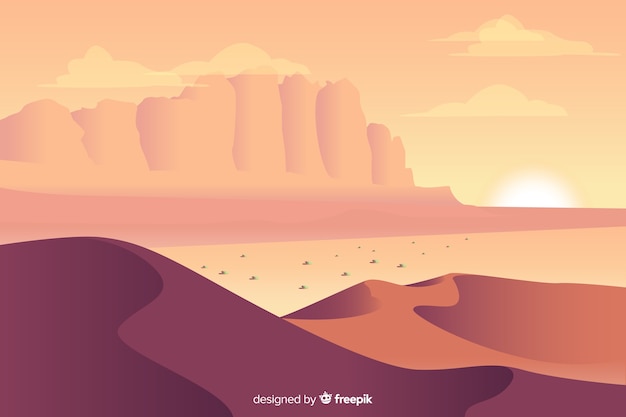 Desert landscape background in flat design