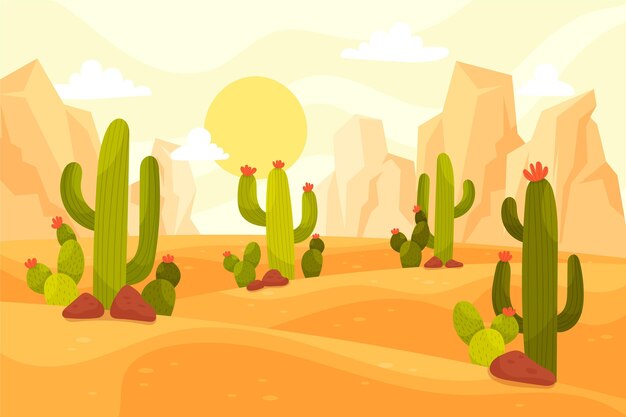 Desert landscape background illustrated