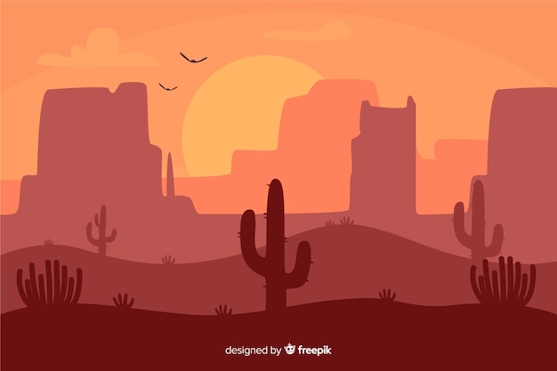 Free Vector desert landscape at the dawn 