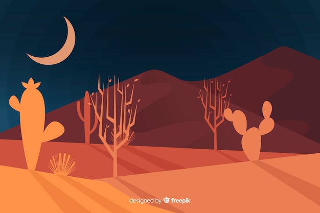 Free Vector desert landscape at night background