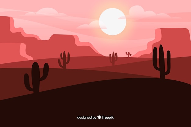 Free vector desert landscape in pink shades