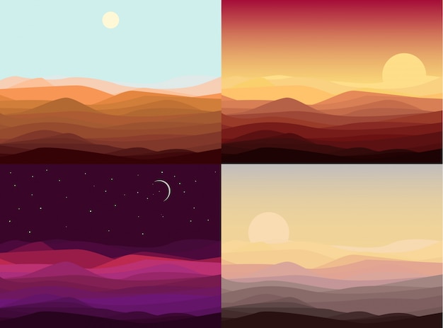 Free Vector desert landscape templates set