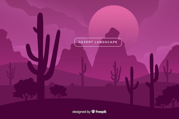 Free vector desert landscape on a violet shade