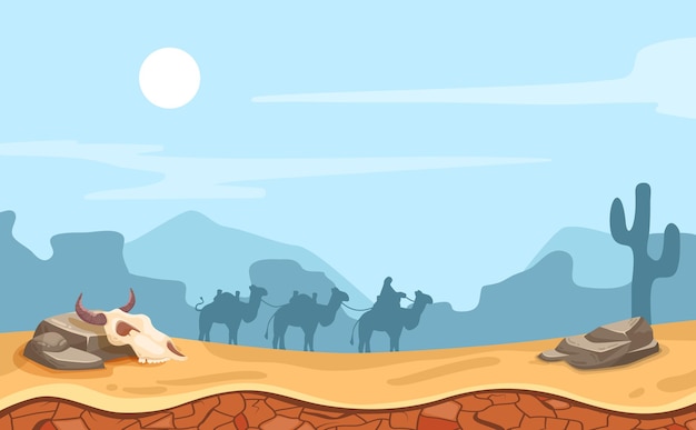 Free Vector desert landscape with camels illustration