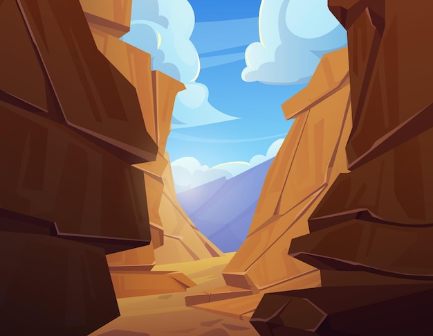 Free Vector desert landscape with canyon rock cartoon vector