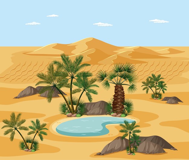 Desert landscape with nature tree elements scene