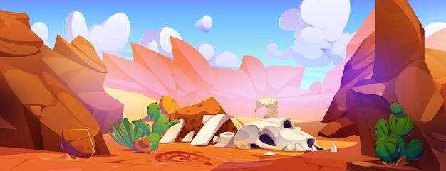 Free Vector desert landscape with sand and rock canyon