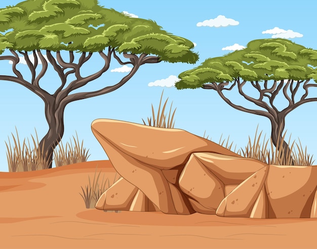 Free Vector desert landscape with trees