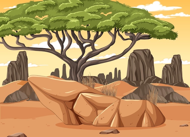 Free Vector desert landscape with trees