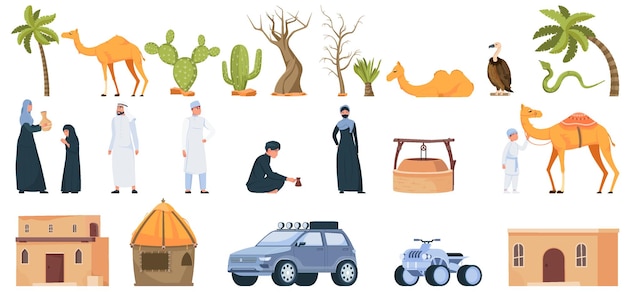 Free vector desert people flat icons