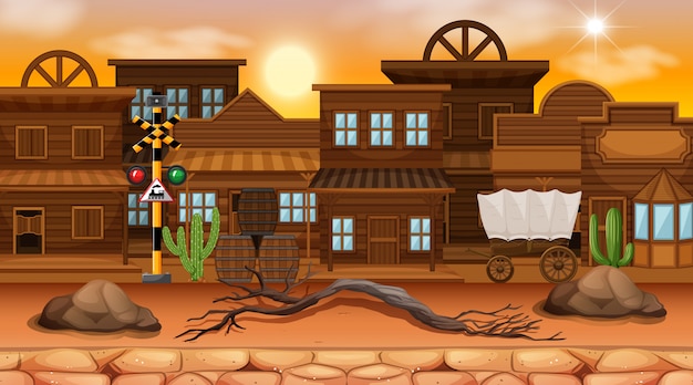 Desert street town scene background