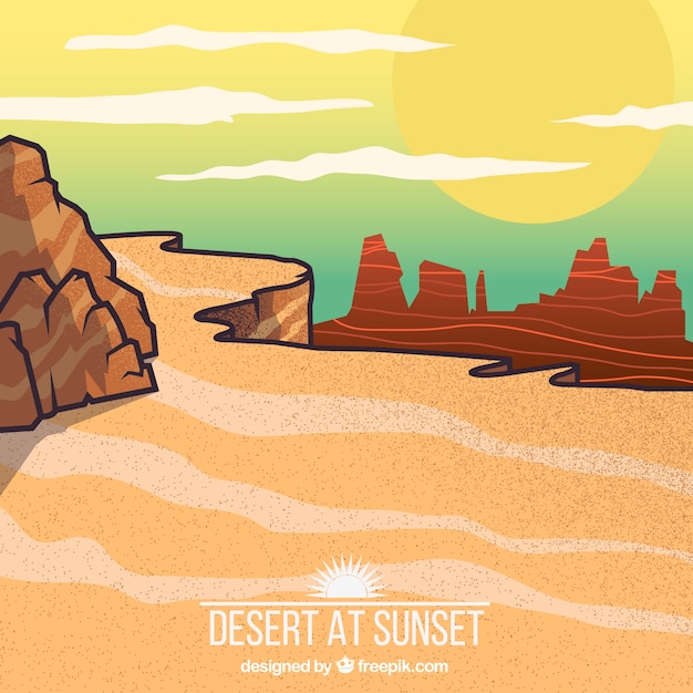 Free vector desert at sunset