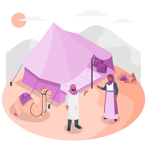 Desert tent concept illustration