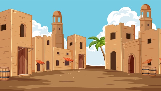 Free Vector desert town at peaceful midday