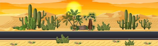 Free Vector desert with road nature landscape scene