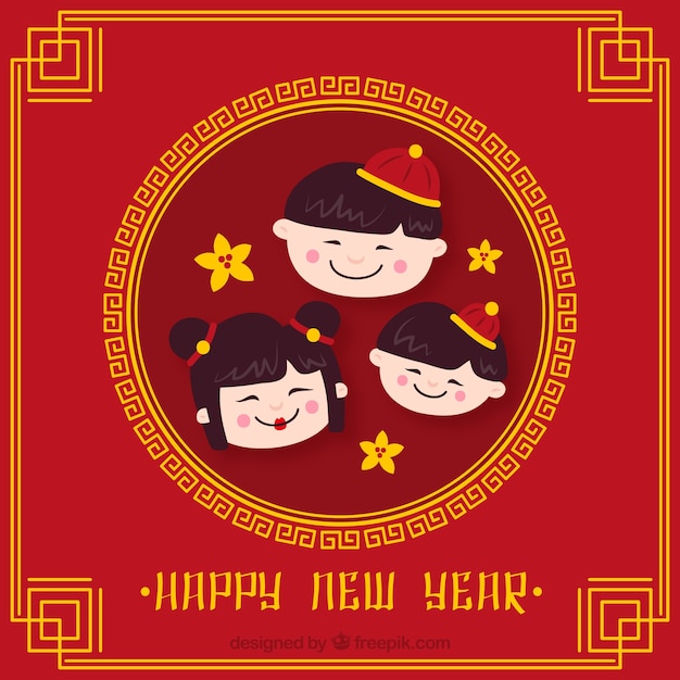 Design for chinese new year with faces