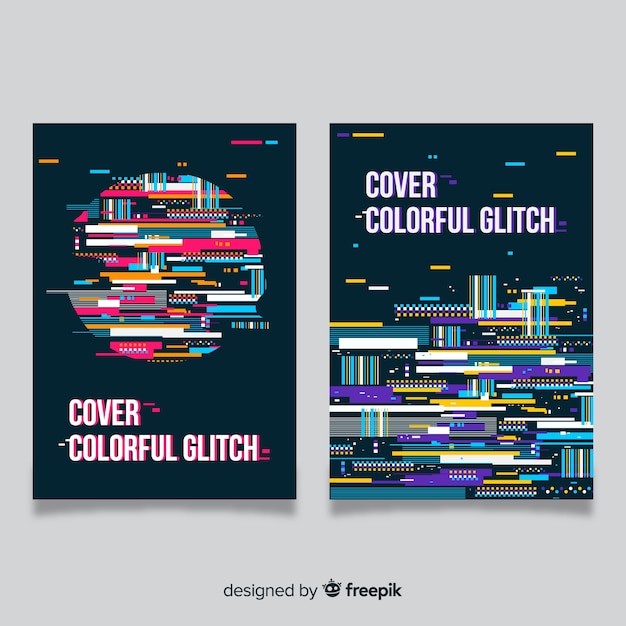 Free Vector design cover with colorful glitch effect