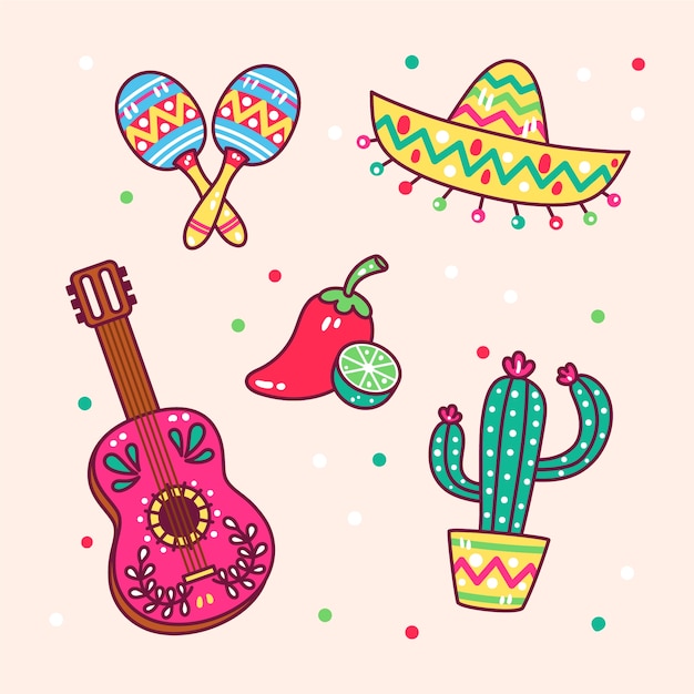 Free Vector design elements collection for mexican cinco de mayo celebration