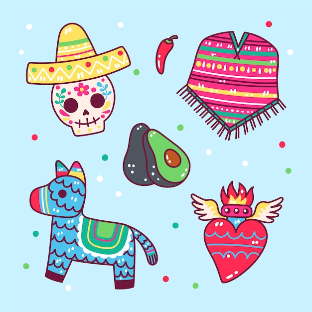 Free Vector design elements collection for mexican cinco de mayo celebration