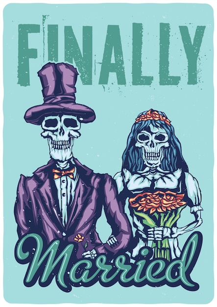 Free Vector  design illustration of dead bride and groom