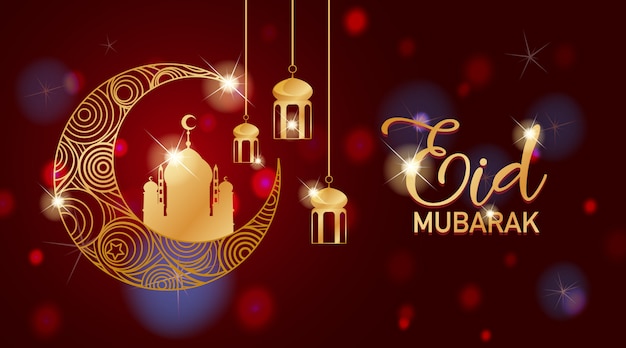 Design for Muslim festival Eid Mubarak card