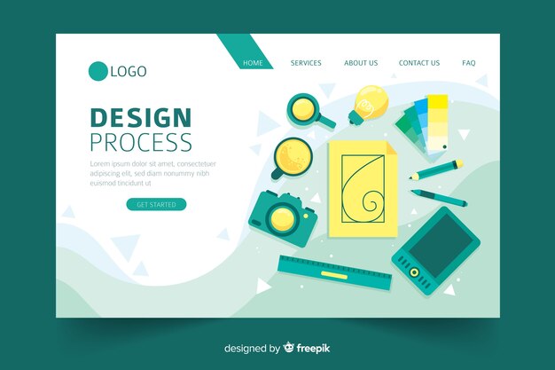 Design process concept for landing page