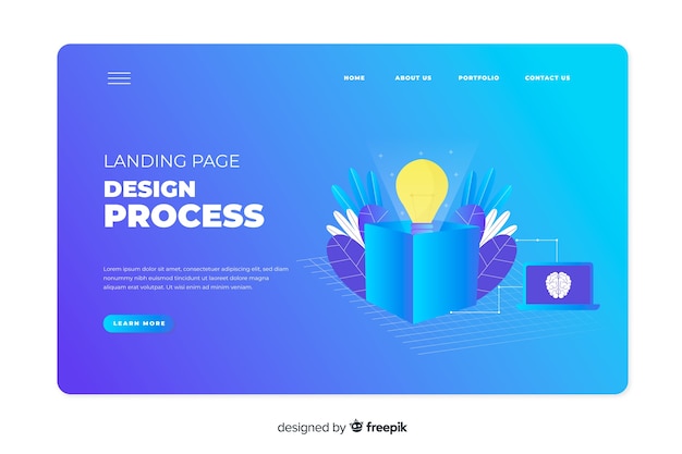 Free Vector design process concept for landing page