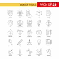 Free vector design tools black line icon - 25 business outline icon set