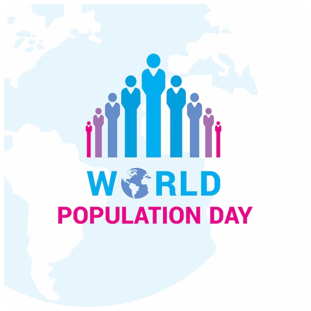 Free vector design with colorful figures for world population day