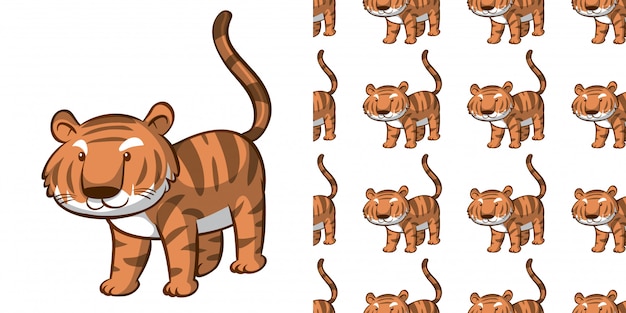 Free vector design with seamless pattern cute tiger