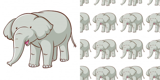 Free vector design with seamless pattern gray elephant