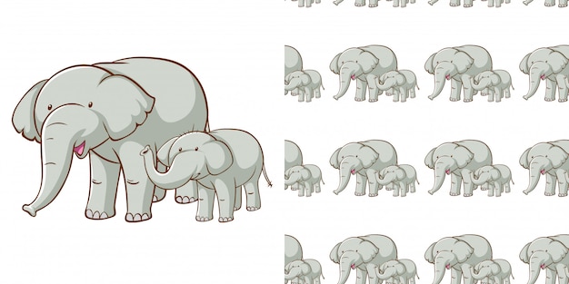 Free vector design with seamless pattern gray elephant