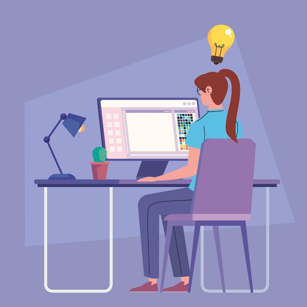 Free Vector designer girl in workplace