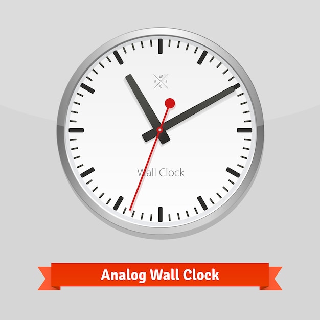 Free Vector designer wall clock in a metal casing