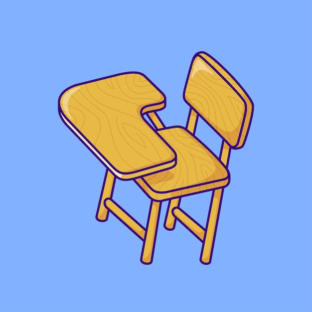 Free Vector desk and chair cartoon vector icon illustration education object icon isolated flat vector